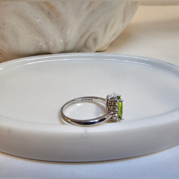 Sterling Silver Peridot Halo Ring | Size 7 | .925 Stamped | August Birthstone - Picture 5 of 5